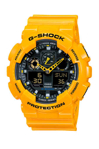 Casio G-Shock นาฬิกาข้อมือผู้ชาย สายเรซิ่น รุ่น GA-100A-9A - Yellow
