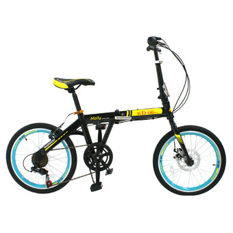 K-BIKE จักรยานพับได้ ALLOY FOLDING BIKE 20&quot; 6 speed SHIMANO รุ่น MOLLY 20KA614 (สีดำ/เหลือง/ฟ้า)&quot;
