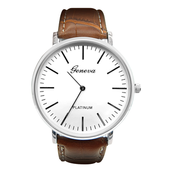 Geneva Watch นาฬิกาข้อมือผู้ชาย สายหนัง สีน้ำตาล รุ่น WM0022