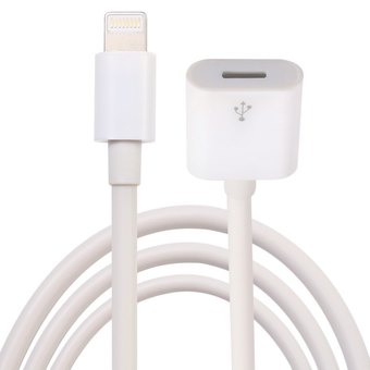 8Pin 1m Extender Cable Adapter Charging Data Sync Cord (White) - Intl