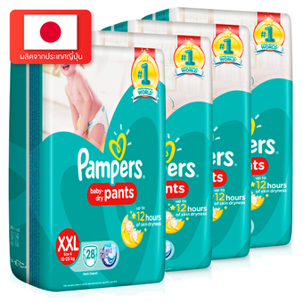 ขายยกลัง! Pampers แพมเพิร์ส กางเกงผ้าอ้อมเด็ก รุ่น Baby Dry Pants ไซส์ XXL 4 แพ็ค 112 ชิ้น (แพ็คละ 28 ชิ้น)