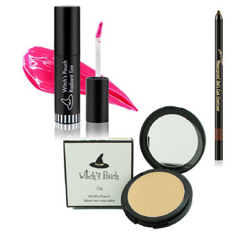Witch's Pouch Velvet Two Way Cake 12g. #23 Natural Beige + Witch's Pouch Radiant Tint 4.5g #No.3 + The Choute by Witch's Pouch Waterproof Soft Gel Eyeliner #02