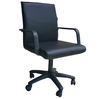 Inter Steel เก้าอี้สำนักงาน รุ่น Office Chair01 ( เบาะหนังสีดำ/ดำ )