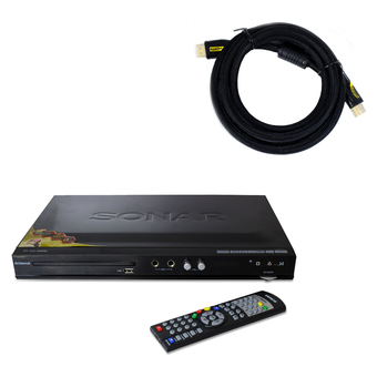 Sonar DVD เครื่องเล่นดีวีดี HDMI รุ่น SV-302 (สีดำ) + สาย HDMI ยาว 1.5 ม.