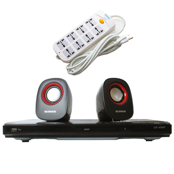 Sonar DVD เครื่องเล่นดีวีดี พร้อมลำโพง รุ่น UX-V99P (สีดำ/แดง) แถมฟรี รางปลั๊กไฟ มูลค่า 560 บาท