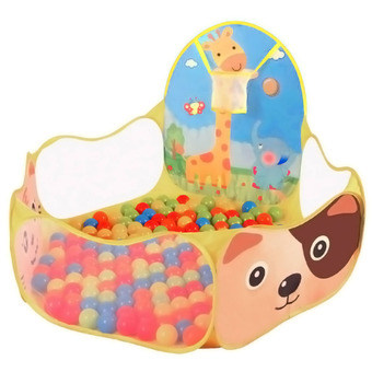 Portable Foldable Cartoon Outdoor Indoor Playground Kids Children Ocean Ball Pool Pit Baby Tent with Ball Basket Yellow
