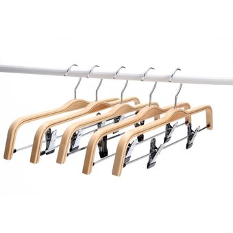 Play Boutique ไม้แขวนเสื้อเนื้อไม้แท้ซาร่า พร้อมที่หนีบ รุ่น Sarah Wood Hangers with Clips (แพ็ค 10 ชิ้น)