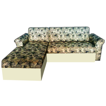 PT โซฟา L-Shape หุ้มผ้าลายดอกไม้ Bed ข้างขวา รุ่น Buno-FR (สีน้ำตาล)