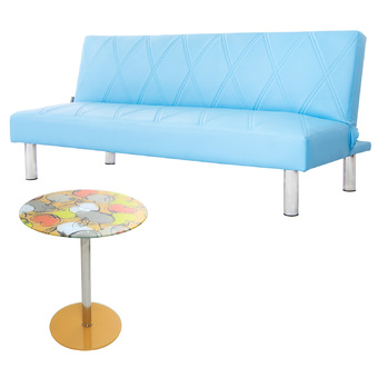 U-RO DECOR DIAMONDชุดโซฟาเบด3ที่นั่ง(สีฟ้า) +โต๊ะข้าง รุ่นโตรอนโต-TORONTO - A -สีส้ม