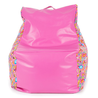 Esupersave เก้าอี้ Beanbag มีพนักพิงและหูหิ้ว (ลายการ์ตูน โทนสีชมพู)
