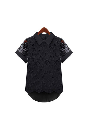 Summer Lady Europe Style Hollow Out Lace Shirt