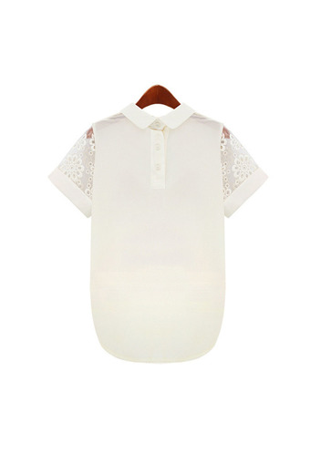  Summer Lady Europe Style Hollow Out Lace Shirt
