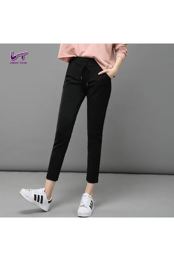 Likener Trend Women Harem Pants Soft and comfortable Ankle-length Pants (Black)