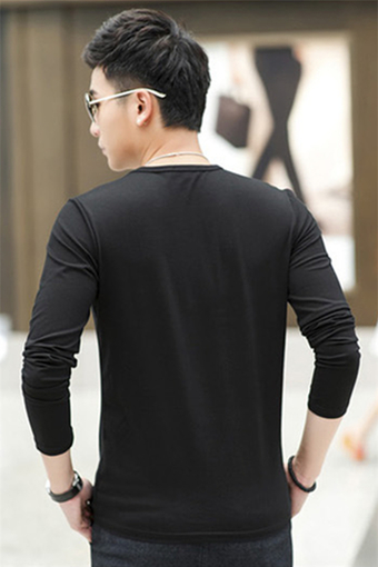 Hotyv Korean Fashion Long Sleeve Lycra Cotton Casual T-shirt HTS033 Black