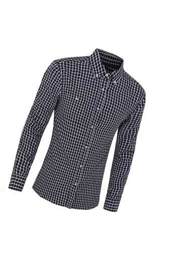 2016 High Quality spring plaid shirt male long-sleeved shirt plus size youth office business casual shirt men(black)