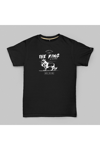 WildWorks Animal Men T-shirt รุ่น The King เสื้อยืดผู้ชายคอกลม-ดำ
