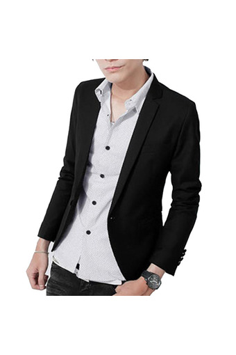 New Mens Fashion Casual Slim Fit One Button Suit Blazer Tops(black)