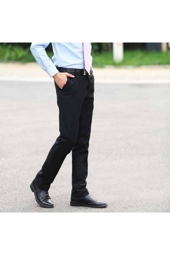 Hi-Class กางเกงขายาว ทรงกระบอกเล็ก สีดำ ผ้ากัมดิน Small cylindrical black