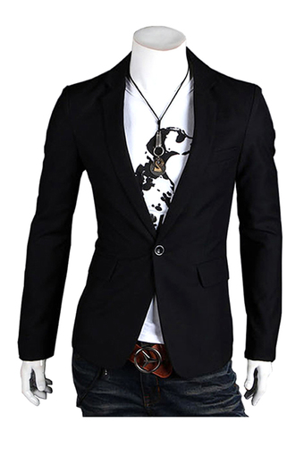 Fashion Stylish Men&#039;s Outwear One Button Casual Slim Fit Blazer Coat Jacket Suit [black]