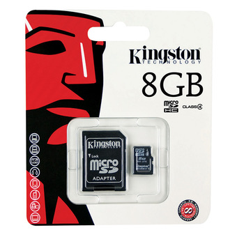 Kingston Memory Card เมมโมรี่การ์ด Micro SD 8 GB Class 4 with Adapter