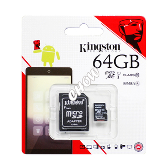 Kingston เมมโมรี่การ์ด Micro SD (SDHC) 64 GB Class 10 SPEED 80Mb/s