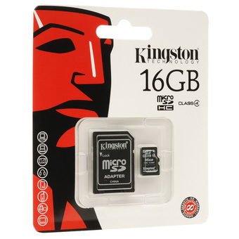 Kingston Memory Micro SD Card Class4 16GB with Adapter