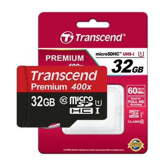 Transcend Micro SDHC UHS-I (U1) Speed Class 10 60MB/S 32GB 400X (พรีเมี่ยม)