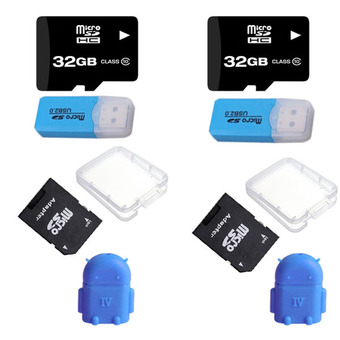 32GB Micro SD Card Class 10 Fast Speed+Micro SD Adapter+USB Micro SD Card Adapter+SD Case Box+OTG (2ชุด)