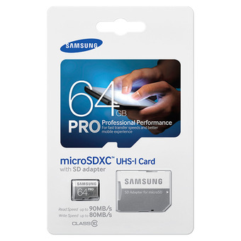 Samsung 64GB PRO MIcro SD with SD Adapter (90MB/s)