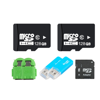 OMG 128GB Micro SD Card Class 10 Fast Speed+Micro SD Adapter+USB Micro SD Card Adapter+SD Case Box+OTG (2ชุด)