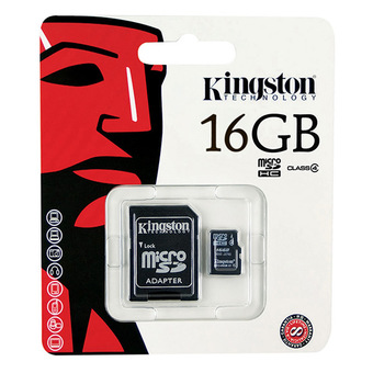 Kingston Memory Card เมมโมรี่การ์ด Micro SD 16 GB Class 4 with Adapter