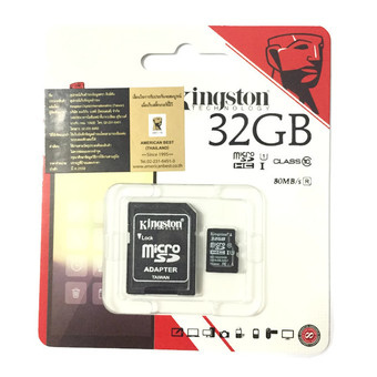 Kingston Micro SD Card Class 10 32 GB พร้อมอแดปเตอร์ (สีดำ)