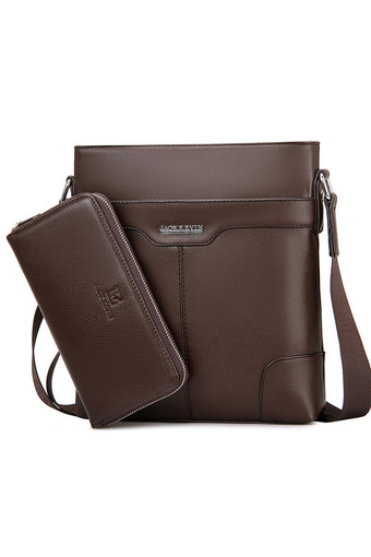 Fashion Shoulder Bag Messenger Men&#039;s Business Casual Fashion Vertical Crossbody Bag Tote Bag (Brown Big Size) - Intl