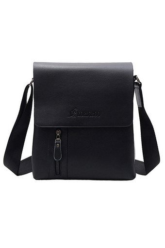 Bluelans Men Business Zip Faux Leather Handbag Messenger Briefcase Shoulder Bag Black