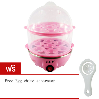 Tmall เครื่องต้มไข่ หม้อนึ่งอเนกประสงค์ 2 ชั้น (Pink) Free Egg white separator