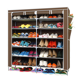 ETC ชั้นวางรองเท้า ตู้เก็บรองเท้า ตู้ใส่รองเท้า 6 ชั้น Shoes Rack จำนวน 42 คู่ (สีน้ำตาล)