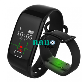 Nanotech 2016 Smart Band Bracelet Activity Fitness Heart Rate Monitor Tracker Wristband for IOS Android (สีดำ)