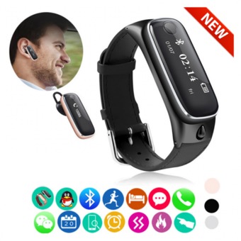 Nanotech Smart watch All in One 2016 Hot Sale New Quality Wristband Bluetooth Headset Earphone For Android IOS Phone - สีดำ