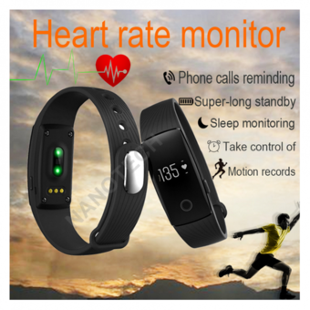 Nanotech 2016 ID107 Bluetooth 4.0 Smart Bracelet smartband Heart Rate Monitor Wristband Fitness Tracker for Android iOS Smartphone-BLACK
