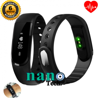 Nanotech smartband Fitness Bracelet Tracker Smart Wristband Activity Bluetooth Heart Rate Tracker Pedometer 0.91 OLED - สีดำ