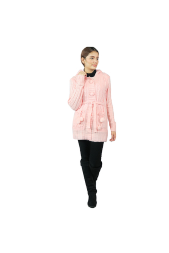 Squareladies เสื้อโค้ทไหมพรมกันหนาว ขนบุ No.J1035 (สีชมพู)