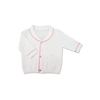 Cozi Co. เสื้อ Hand Knitted เด็กแรกเกิด 0-3 เดือน (สีขาว/ชมพู)