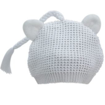 Cozi Co. หมวก Hand Knitted เด็กแรกเกิด (สีขาว)