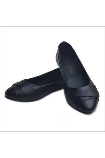 D80 Fashion Nurse Working Women Flats Slippers Ballerina Casual Formal Shoes Color Black