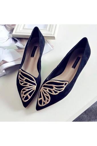 Butterflies embroidered pointed flat shoes (Intl)