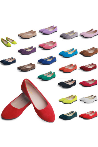 D66 New Women Flats Slippers Candy Colors Lady Ballerina Microsuede Casual Shoes Color Dark Pink - Intl