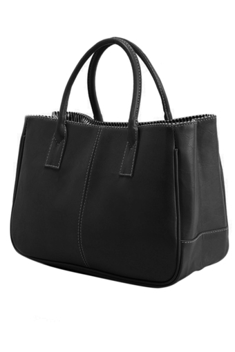 Women Ladies PU Leather Top handle Bag Black
