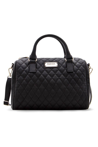Mango Quilted Bowling Bag (Black)