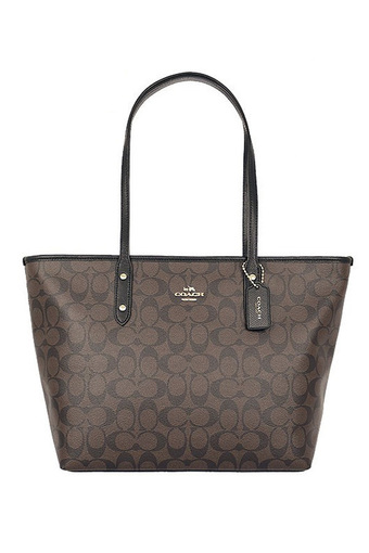 COACH SIGNATURE CITY ZIP TOTE BAG F36876 IMAA8 Brown/Black