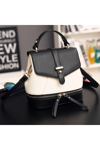 Little Bag กระเป๋าเป้สะพายหลัง กระเป๋าเป้เกาหลี กระเป๋าสะพายหลังผู้หญิง backpack women รุ่น LP-060 (สีดำ/ขาว)